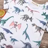 Mode 2018 kinderen meisjes kleding baby meisje ruches dinosaurus mini jurk katoen casual sundress korte mouw losse peuter meisjes jurk 0-4t