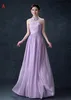 Leylak Dantel Nedime Elbiseler 3 Stilleri Jewel Boyun Şifon Düğün Konuk Elbise Kat Uzunluk Ucuz Hizmetçi Onur Törenlerinde