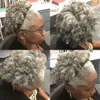 Chic Grey hair Kinky culry Ponytail hair extension 100% real Brazilian Virgin Hair Gray Ponytail afro puff Clips Drawstring Ponytails 120g