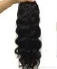 120g-160g Brazilian Clip In Human Ponytail Hair Extensions deep Wave Drawstring ponytail for black women one dornor Hair Wavy ponytails 1b