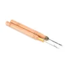 1 pc gancho de extensão de cabelo puxando ferramenta agulha de agulha micro anéis micro anéis laço alça de madeira com hoting de fio de ferro