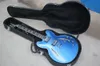 Custom Dave Grohldg335 Metallic Pelham Blue Semi Hollow Body Jazz Electric Guitar Guitarra Dual Diamond trous diamant diamant blanc 9548482