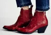 Gemischte Farbe Sterne Patchwork Frauen Stiefeletten Cowboy-Stil Laides Point Toe Stiefel Slip Auf Weibliche Mode Westlichen Stil Stiefel