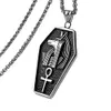 Retro silver antique black Men Stainless Steel Ancient Anubis Egyptian Pharaoh Coptic The Ankh Cross Religious Pendant Necklace