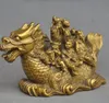 7" Chinese Brass Myth Eight Immortals 8 God Ride Dragon Boat Lucky Art Statue