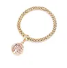 3pc/set Tree of Life Charm -armband österrikiska strass Guld Silver Rose 3 färg Elastisk kedja Bangle for Women Fashion Jewelry Gift