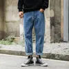 S-XXL 2018 Nowe męskie Retro Jeans Męskie Luźne Japońskie Stylista Włosów Dzikie Proste Dżnowe Dżnowe Spodnie