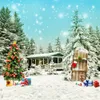 Fallande snöflingor Vinter Snow Scenic Backdrop Printed Village House Pine Trees Presents Christmas Tree Kids Photo Backgrounds