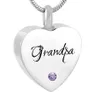 Cremation Urn Jewelry heart Grandpa Birthstone Memorial Ash Keepsake Necklace