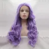 Longue perruque violette Cosplay vague de corps couleur Pure synthétique résistant à la chaleur violet clair avant de lacet perruques synthétiques pour les femmes