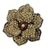 2 pouces Vintage Style Antique plaqué or brun cristal strass cristal Diamante Rose fleur mariage broche broches