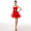 2019 Mini Curto Mini Vestidos Red Sweetheart Ruffles com Cristais Zipper Voltar Graduação Cocktail Party Wear para Juniors