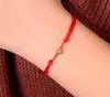 20pcs / lot Braccialetti d'oro bel cuore corda braccialetto Lucky Red per le donne i bambini stringa regolabile rosso braccialetto Handmade fai da te