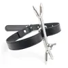 Bondage Black Stainless steel Heretics Fork Leather Neck Collar Bondage Restraint #R32