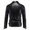 Men PU Leather Jacket Biker Streetwear Winter Male Punk Style Jacket with Skull Buttons Zippers Asian Size M-5XL