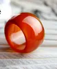 Prosperous jade industry natural red agate straight pull finger chalcedony ring fashion large ring men's