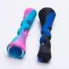 Tubo Mini 3.3Inch Silicone Mão Tubulação Com Vidro Assorted Cor tubulações de água silicone fumar erva Ferramenta de filtro de cigarro de tabaco Dab Rigs