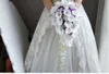 2018 Highend Custom White Calla Lily Rose Purple Hydrangea Diy Pearl Crystal Brosch Drop Bridal Bouquet9047448