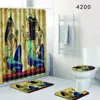 I 4 set tappeto bagno tappeto Tenda doccia Donna africana Coprivaso copriwater bagno tappeto antiscivolo e tenda doccia