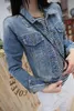 Ladies Denim Kurtki Odzieży Dżinsy Dżinsy Klasyczne Kobiety Moda Płaszcze Nity Kobiet M-4XL