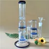 9mm thickness New Glass bong glass smoking pipe glass water pipe with 2 percs 1 splash guard 16 inches high with ach catcher(GB-254-A)