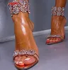 2018 Geri Fermuarlar Kristal Seksi Yüksek Topuk Çiçek Zapatos Mujer Sandalias Mujer Ayakkabı Yıldız Pist Kadın Sandalet Kadın Moda ...