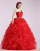 vestido rojo de quinceañera organza