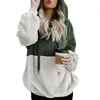 Damska Oversized Winter Zagęścić Ciepłe Z Długim Rękawem Bluzy Sznurek Puszyste Faux Fleece Pullover Bluza Płaszcz Topy