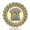 Luxury Men Gold Tone Hip Hop Jesus Face Ring Micro Pave Cubic Zirconia Simulerade Diamanter Ringar Storlek7-12 Bling Bling Smycken