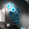 디자인 연꽃 꽃 접시 스타일 수제 무라노 유리 램프 예술 장식 벽 매달려 실내 조명