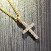 Iced Out Kleurrijke Zirconia CZ Cross Kettingen Hangers Punk Hiphop Mode-sieraden Met Goud Kleur 3mm Cubaanse Chain322C