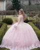 abiti quinceanera 15 anos 2018 abito da ballo abiti quinceanera perline rosa applique in pizzo maniche ad aletta a strati tulle abiti da ballo abiti da sera