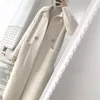 2018 Inverno Donna Cappotto di lana solida di alta qualità Donna Cappotti lunghi di lana slim in cashmere Tasche eleganti Giacche in misto lana a un bottone