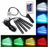 4Pcs 12V Car RGB LED DRL Strip Light 5050SMD Car Auto Remote Control Decorative Flexible LED Strip Atmosphere Lamp Kit Fog Lamp