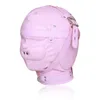 Masque de fête bdsm entièrement couvert, équipement de bondage, produits de maîtrise de la cécité pour femmes, faux cuir rose GN3113000154475513