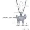 Collier avec pendentif en forme de chèvre glacée pour hommes, style Hip Hop, Micro pavé, Zircon cubique, Animal, cadeau, bijoux 292s