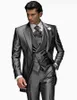 Personalizar Silver Gray Tailcoat Noivo Smoking Estilo Manhã Homens Desgaste Do Casamento Excelente Homens Formal Do Partido do Baile de finalistas Terno (Jaqueta + calça + Gravata + Colete) 943