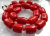 Natuurlijke nieuwe Vintage Estate Chunky Red Coral Barrel Bead Ketting 17 ''