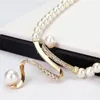 2018 pone aretes collar de cristal Moda Nupcial regalo de compromiso joyería simulada perla de la vendimia Conjunto fiesta de la boda las mujeres para