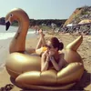 190cm Guld Swan Swimming Float Nya Giant Swan Flamingo Uppblåsbara Floats Swimming Ring Raft Floating Water Leksaker Vuxen Luftmadrass