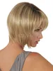 Comme la mode des cheveux humains sexy naturel dame courte droite blonde pleine perruque perruque