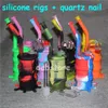 Narguilé Silicone Barrel Rigs Mini Dab Jar Bongs Pipe à eau Silicon Oil Drum Rigs avec clous en quartz