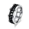 Sz612 TWO RINGS Couple Rings His Hers Agate 10k White Gold Filled Women039s Ring Turnable Black Chain Stainless Steel Mens R4301610