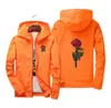 Red Rose Printed Casual Jackets Men Women Hooded Windbreaker Male Female Solid Color Embroidery Coats Asian Size S-7XL