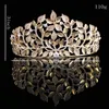 Роскошь Bridal Crown Gold Leaf Hrinestone Кристаллы Свадебные Короны Кристалл Оголовье Аксессуары для волос Вечеринка Тиары Барокко Шикан Сладкий 16