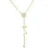 Y lariat colar de prata esterlina 925 ol presente das senhoras da jóia de alta qualidade cz diamante sparking bling moda minimalista cadeia longa de prata