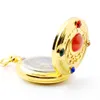 Partihandel 50st / Lot Pendant Chain Quartz Gold Watch Girl Pocket Watch PW117