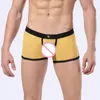 AIIOU Mens Underwear Boxer Shorts 5PCS Sexy See Through Mesh Hole Transparent Erotic Gay Pouch Silk Men Boxer Shorts Underwear