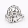 Sodandy Chastity Devices Male Small Penis Lock Stainless Steel Belt Metal Cock Cage For Men With Curved Rings