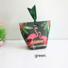 Candy Box Bag Chokladpapper Presentpaket för födelsedag Bröllopsfest gynnar dekorationer DIY Baby Shower Flamingo / Green Design